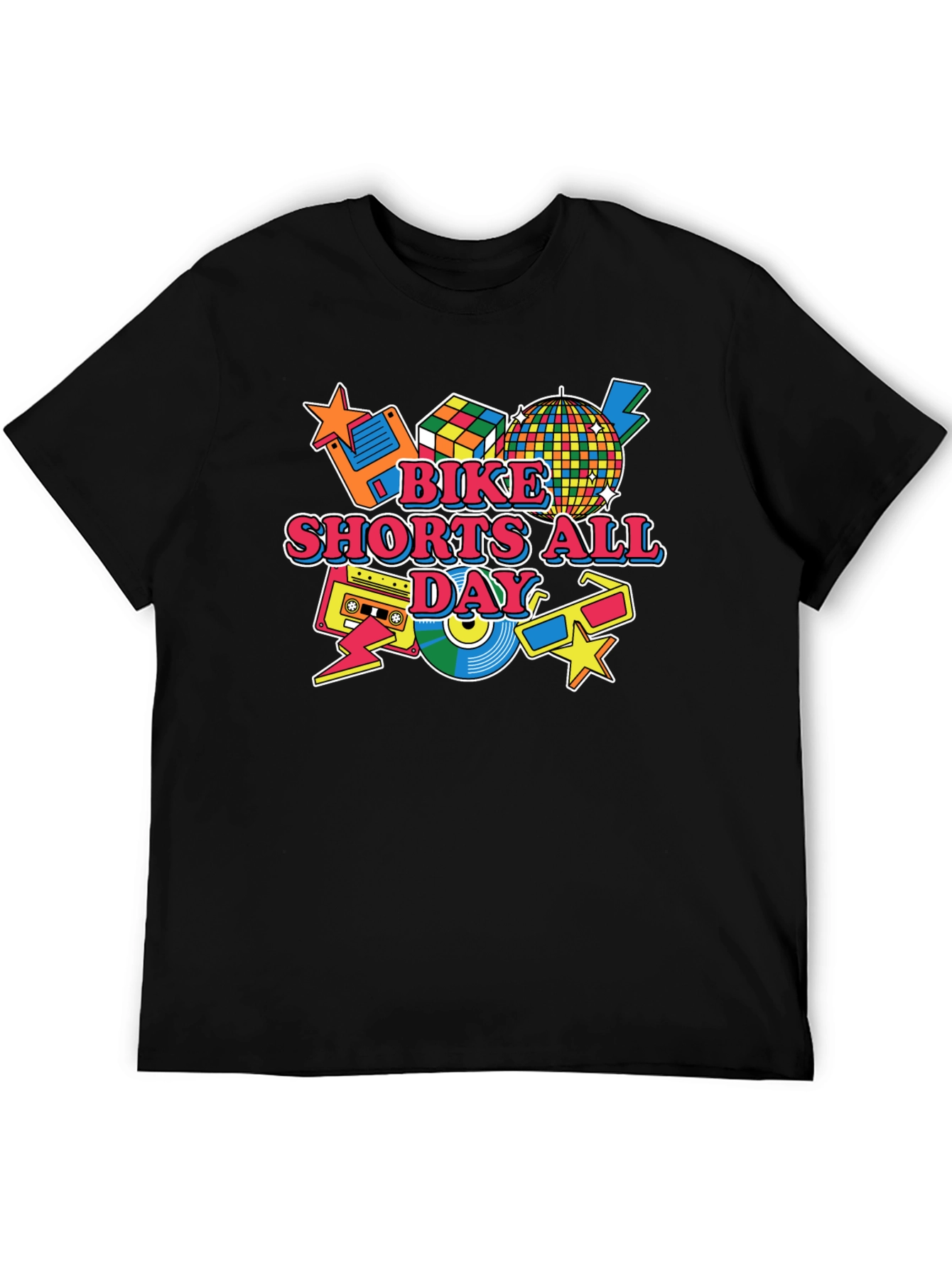 Bike Shorts All Day Retro 80s T-Shirt