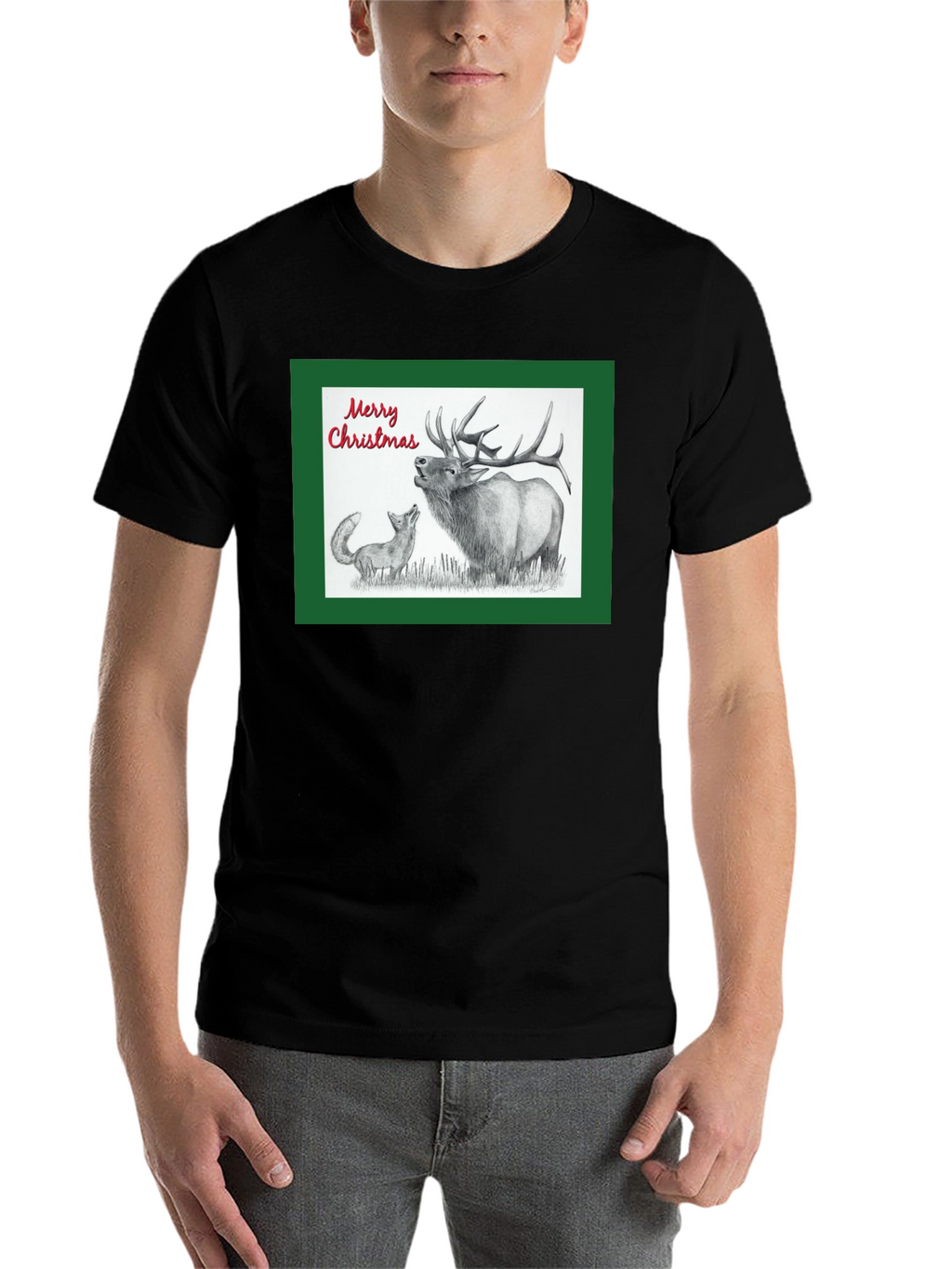 Christmas Elk & Fox Graphic Tee