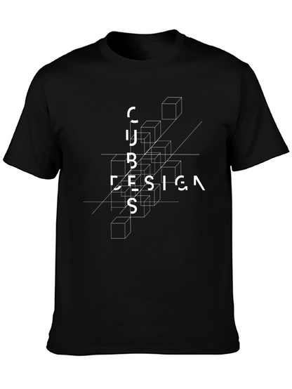 Cubes Design Black Graphic Tee