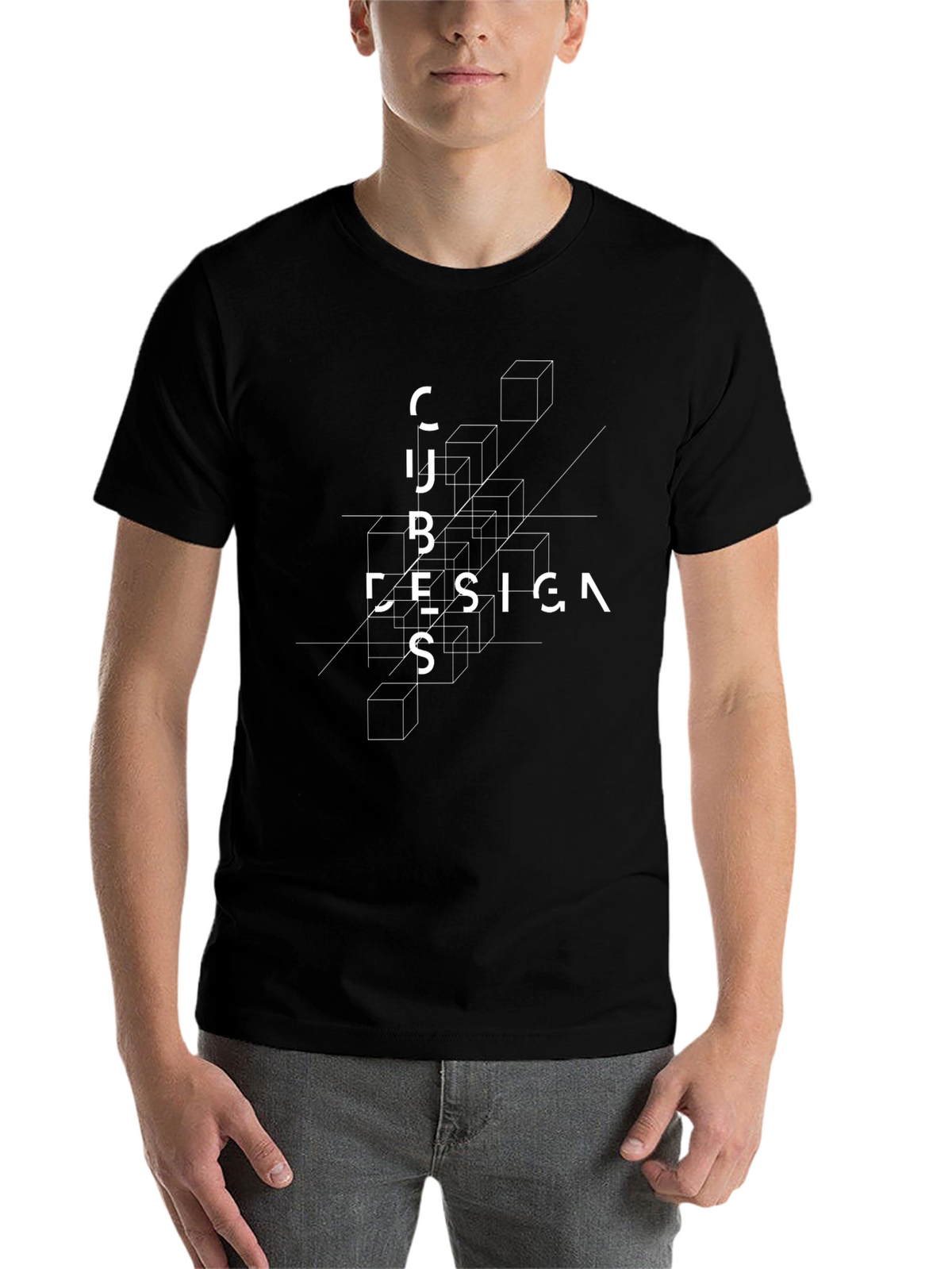 Cubes Design Black Graphic Tee
