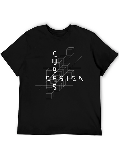 Cubes Design Black Graphic Tee