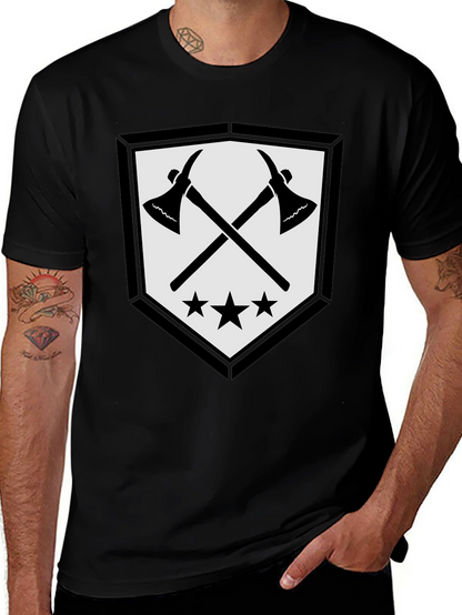 Axe & Stars Graphic T-Shirt - Mens Black Tee