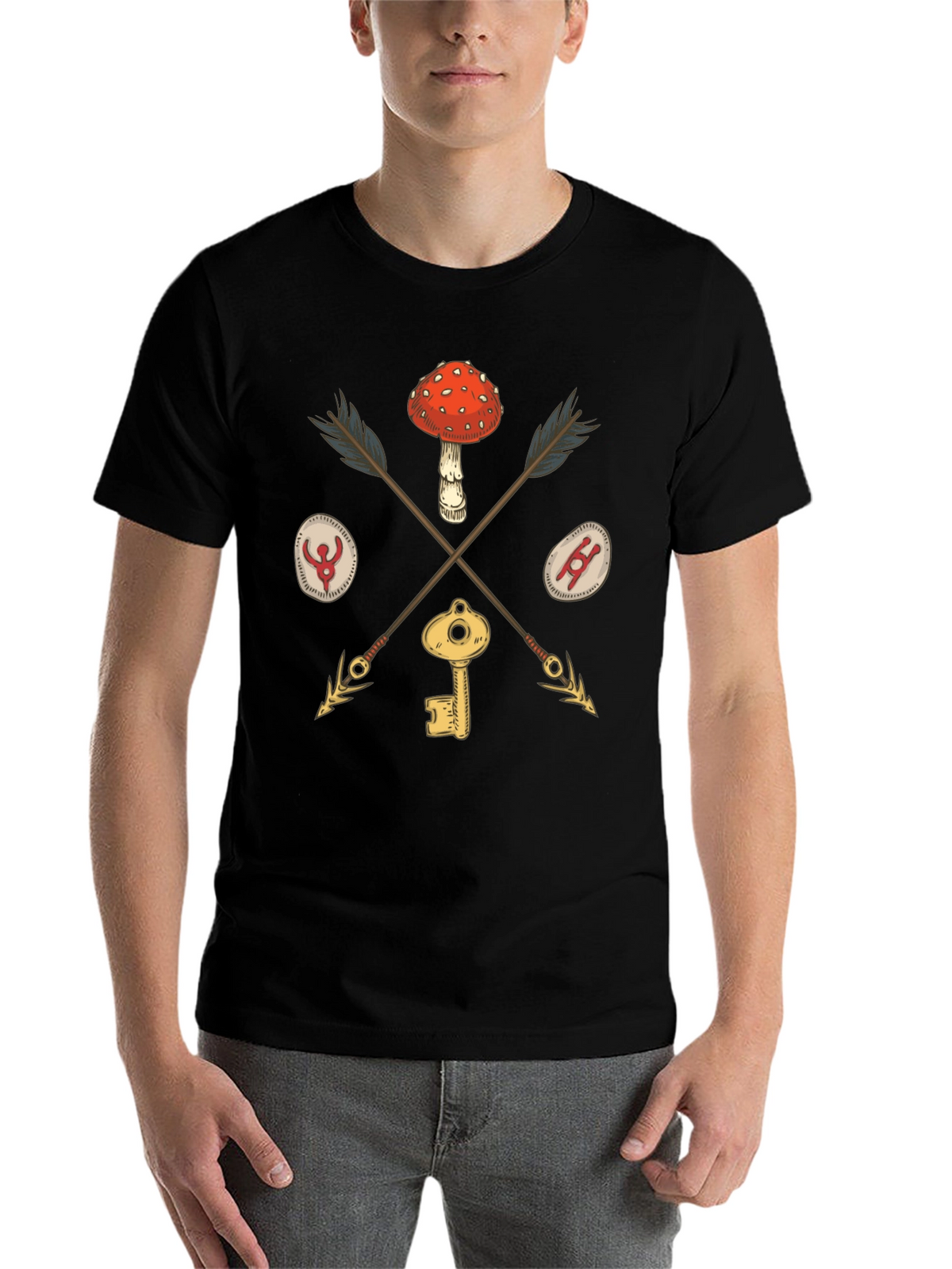 Amanita Muscaria Arrow Black T-Shirt