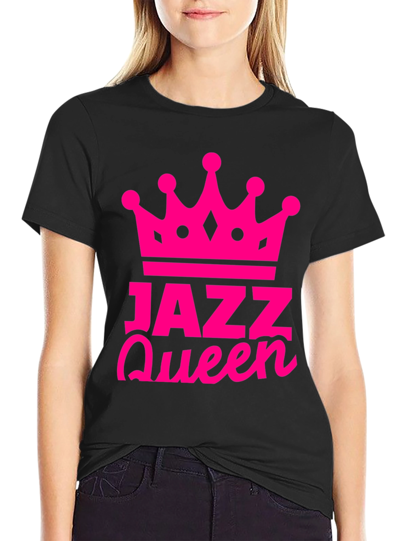Jazz Queen T-Shirt - Black Tee with Bold Pink Crown Design