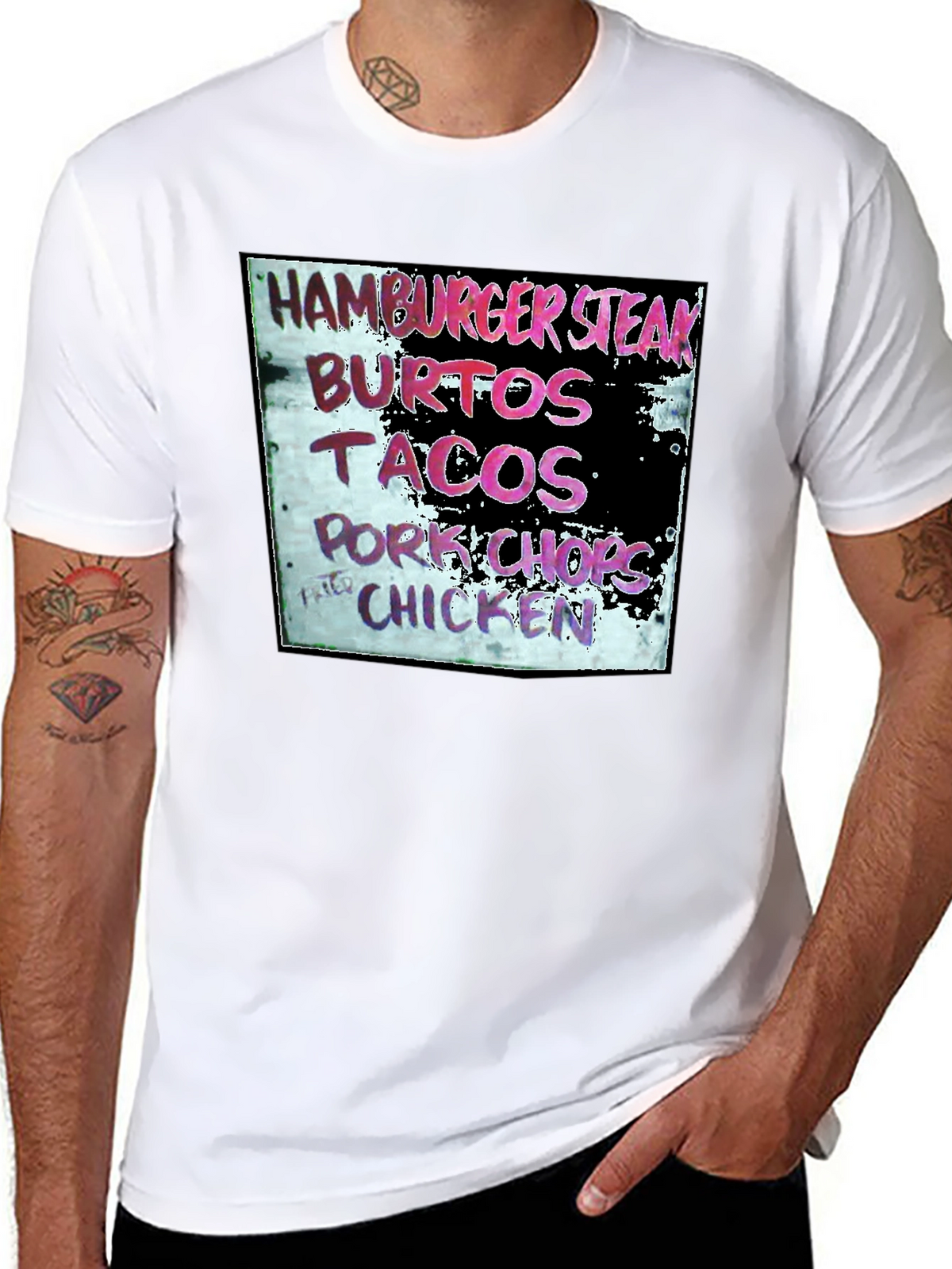 Hamburger Steak Burritos Tacos Chicken Black T-Shirt