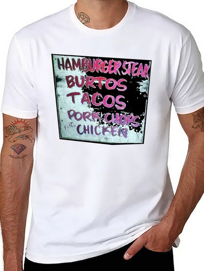 Hamburger Steak Burritos Tacos Chicken Black T-Shirt