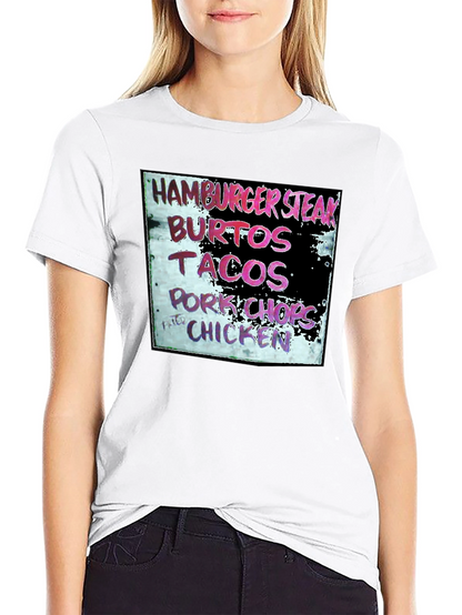 Hamburger Steak Burritos Tacos Chicken Black T-Shirt