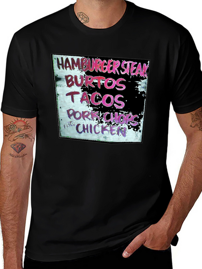 Hamburger Steak Burritos Tacos Chicken Black T-Shirt