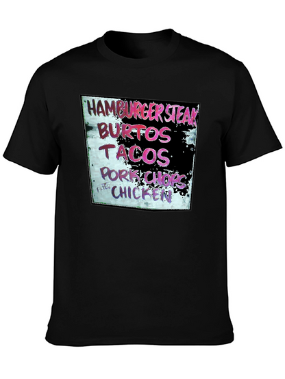 Hamburger Steak Burritos Tacos Chicken Black T-Shirt