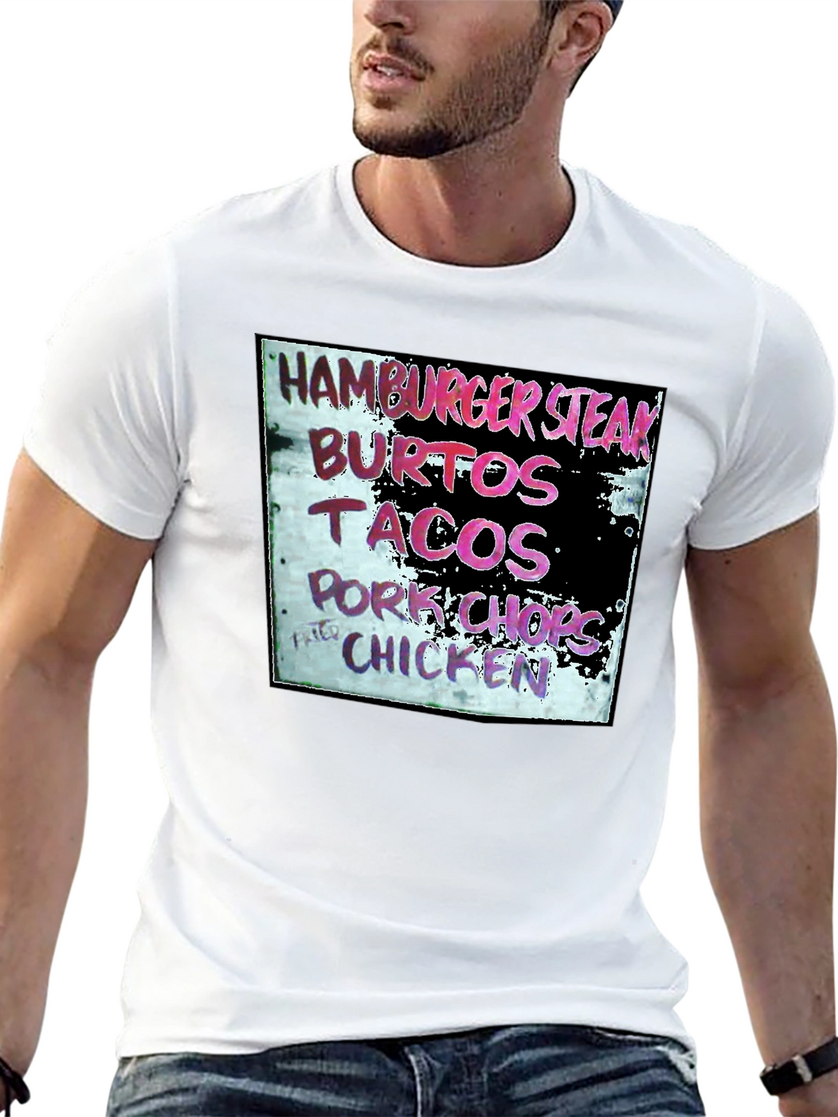 Hamburger Steak Burritos Tacos Chicken Black T-Shirt