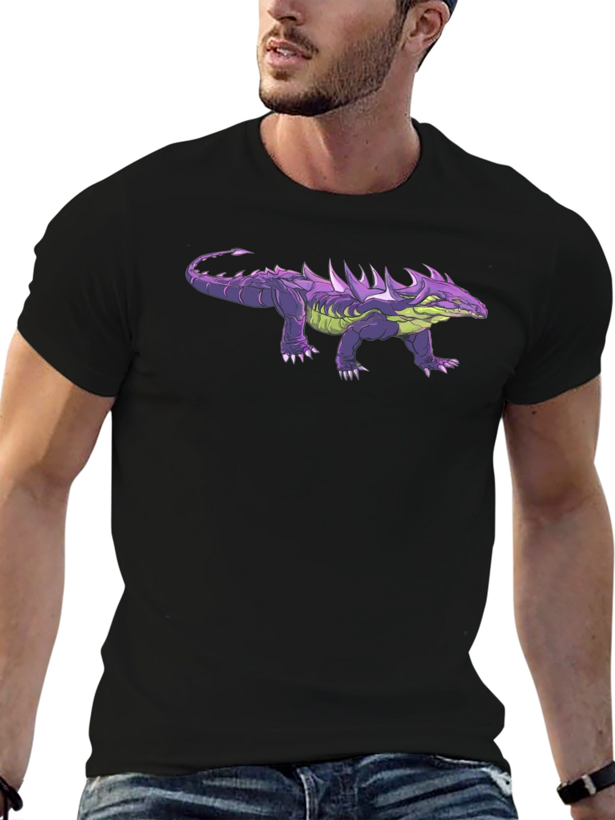Purple Spiked Lizard Graphic T-Shirt
