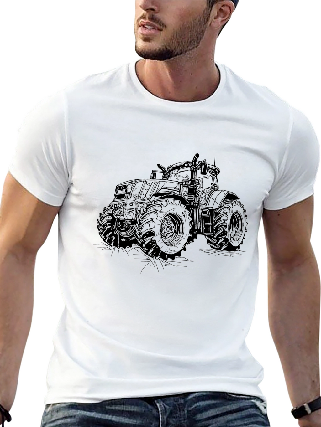 Tractor Graphic Tee - Black Cotton T-Shirt