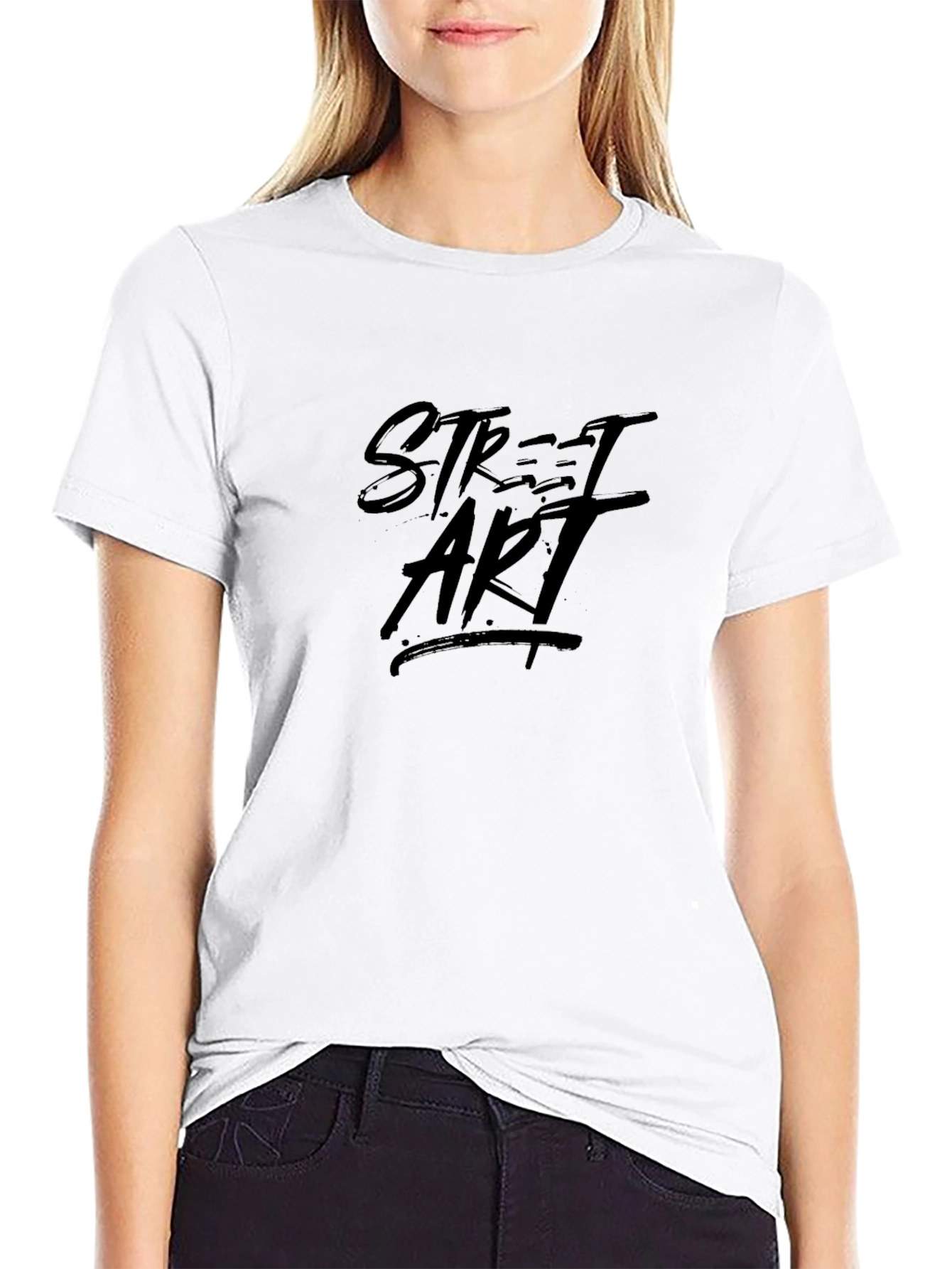 Street Art Graphic Print Black T-Shirt