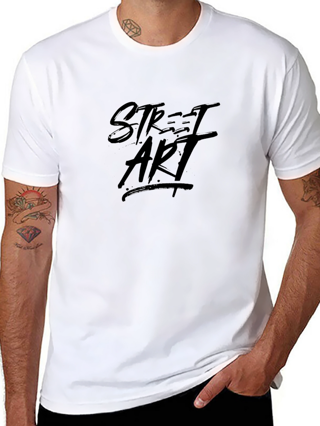 Street Art Graphic Print Black T-Shirt