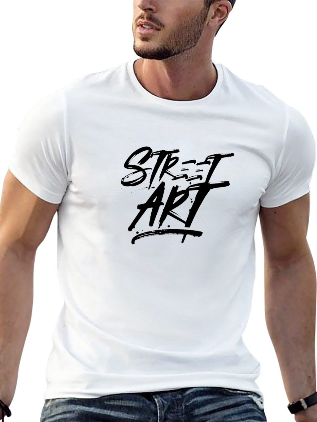 Street Art Graphic Print Black T-Shirt
