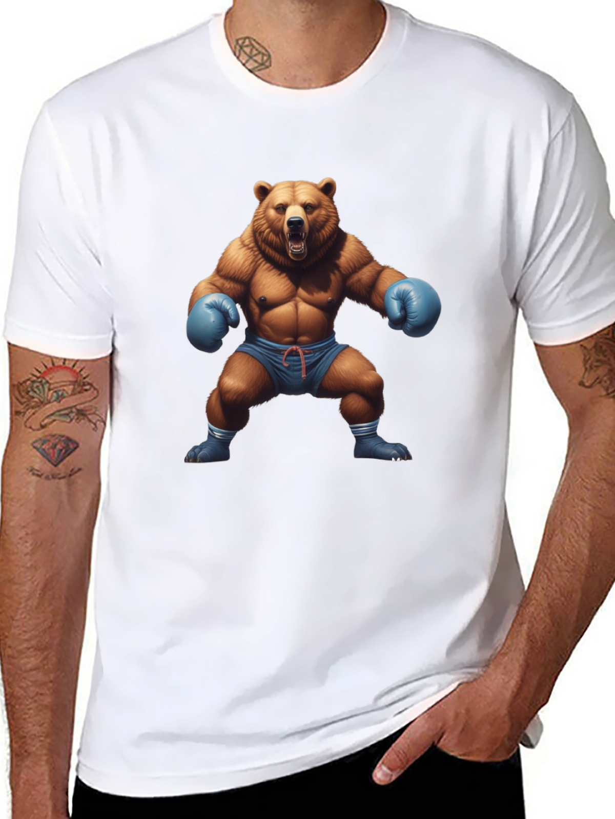 Bear Boxer Graphic Tee - Mens Black T-Shirt