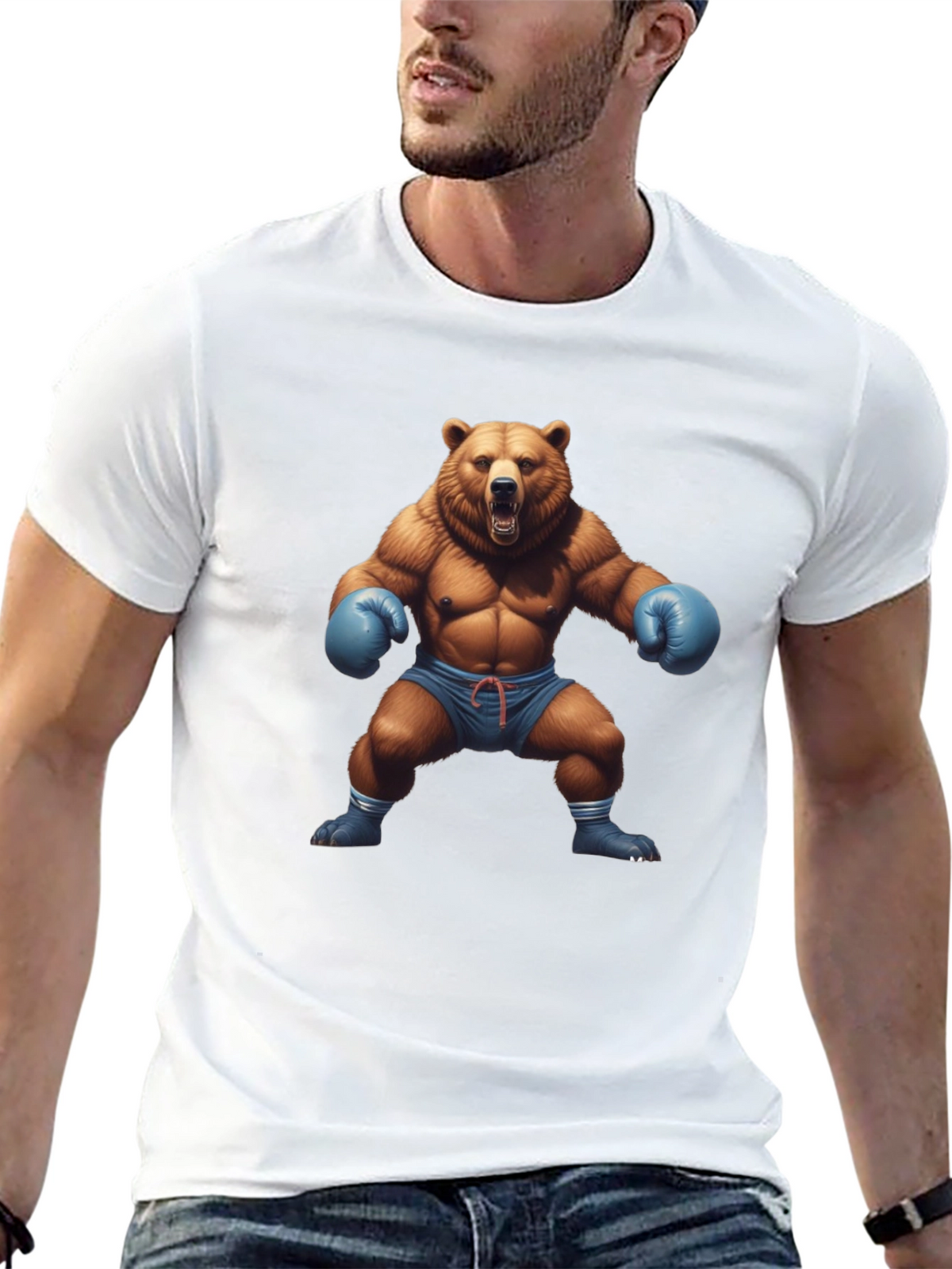 Bear Boxer Graphic Tee - Mens Black T-Shirt