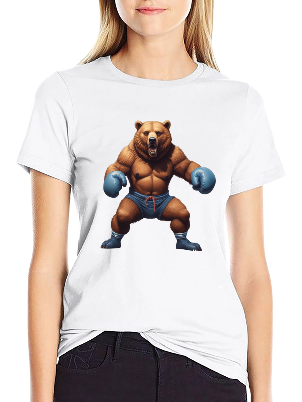 Bear Boxer Graphic Tee - Mens Black T-Shirt