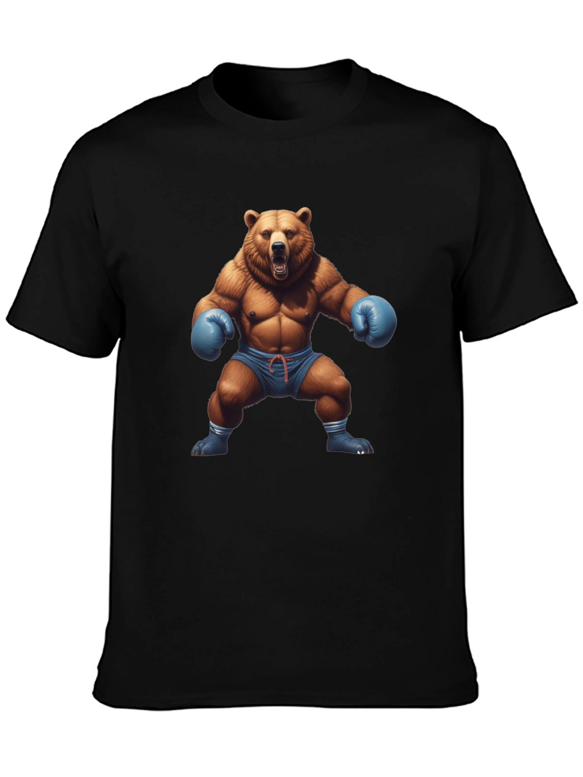 Bear Boxer Graphic Tee - Mens Black T-Shirt