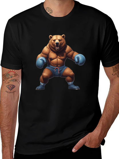 Bear Boxer Graphic Tee - Mens Black T-Shirt