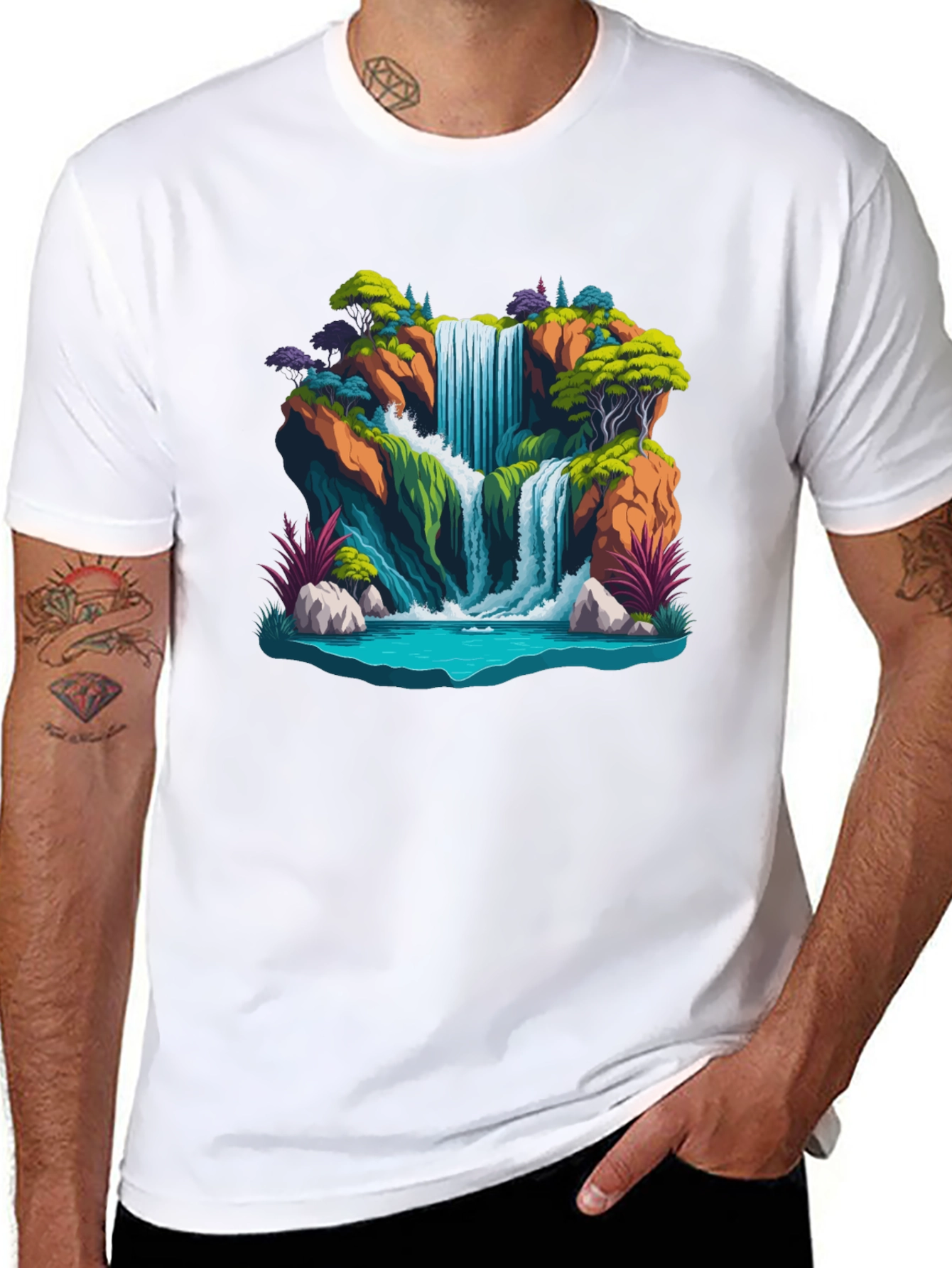 Waterfall Graphic Tee - Nature Scene Shirt