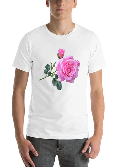 Pink Rose Graphic Black T-Shirt