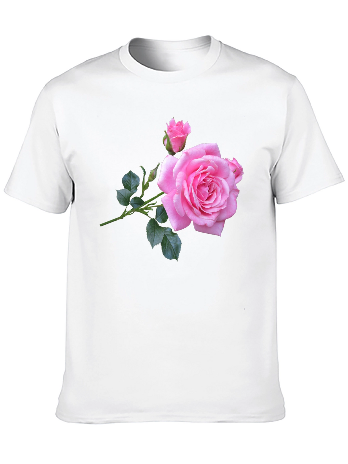 Pink Rose Graphic Black T-Shirt