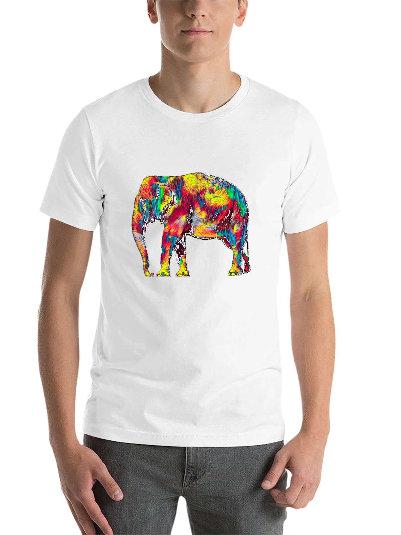 Vivid Elephant Graphic Tee - Stylish Mens T-Shirt