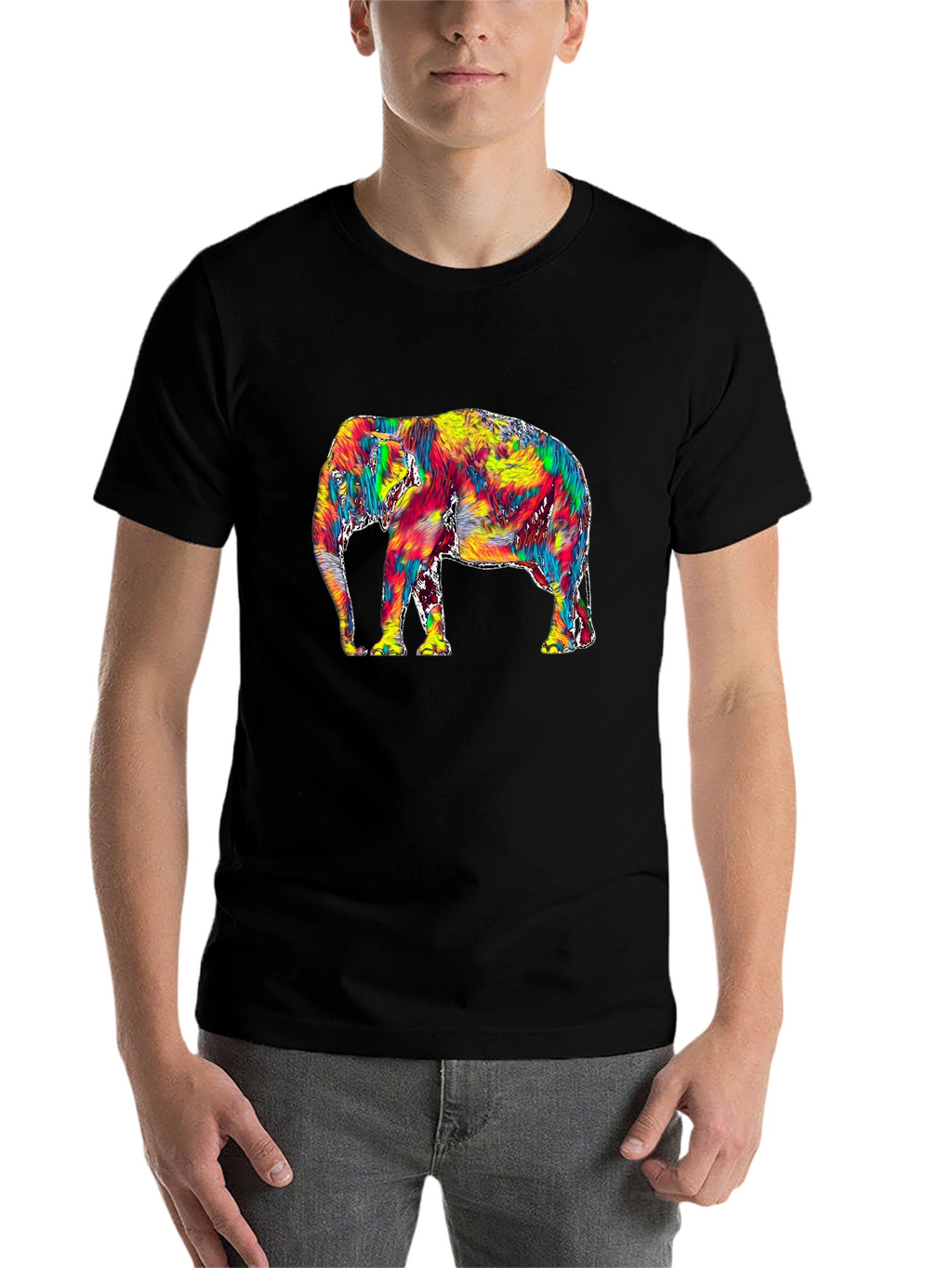 Vivid Elephant Graphic Tee - Stylish Mens T-Shirt