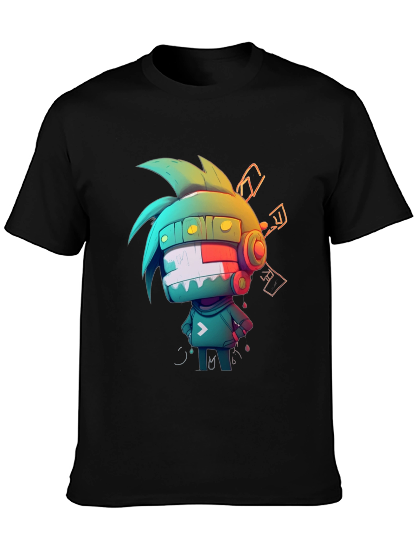 Cool Cartoon Graphic Tee - Black