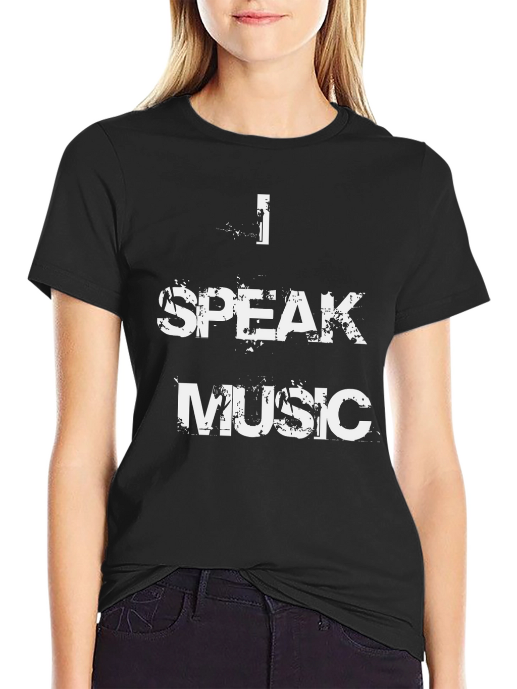 I Speak Music Graphic Print Black T-Shirt