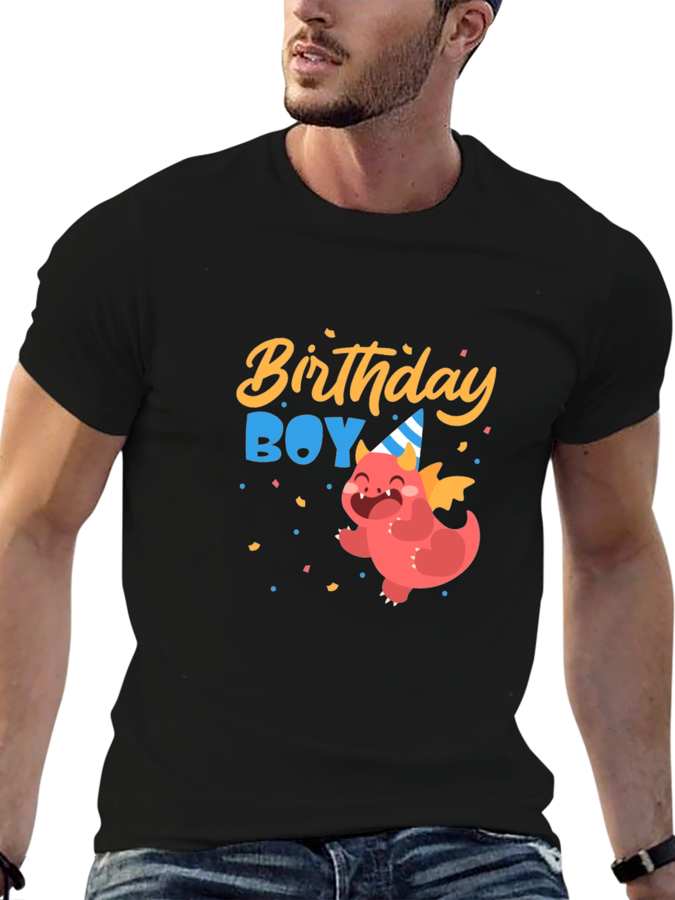 Birthday Boy Dragon Graphic Tee - Cute Party Shirt