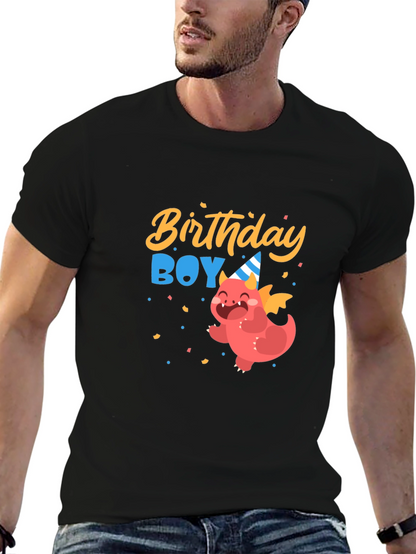Birthday Boy Dragon Graphic Tee - Cute Party Shirt