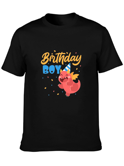 Birthday Boy Dragon Graphic Tee - Cute Party Shirt