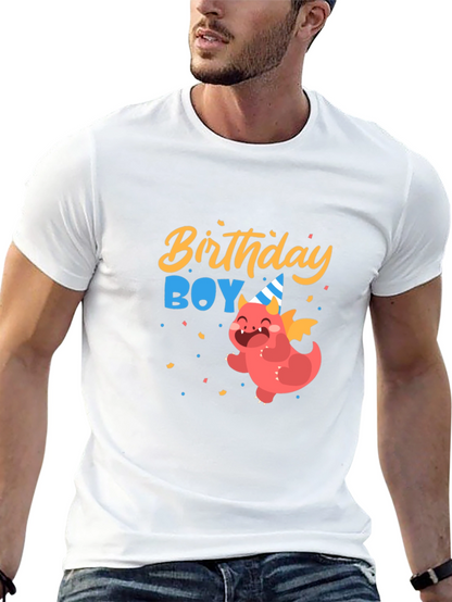Birthday Boy Dragon Graphic Tee - Cute Party Shirt