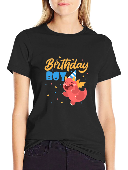 Birthday Boy Dragon Graphic Tee - Cute Party Shirt