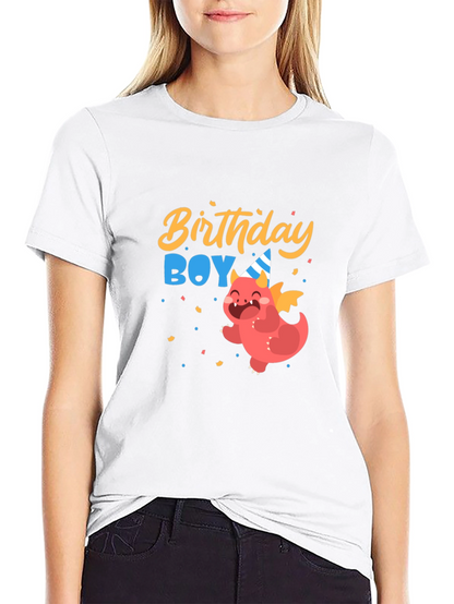 Birthday Boy Dragon Graphic Tee - Cute Party Shirt