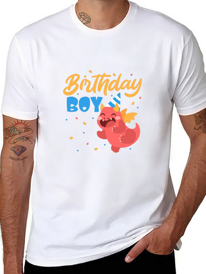 Birthday Boy Dragon Graphic Tee - Cute Party Shirt