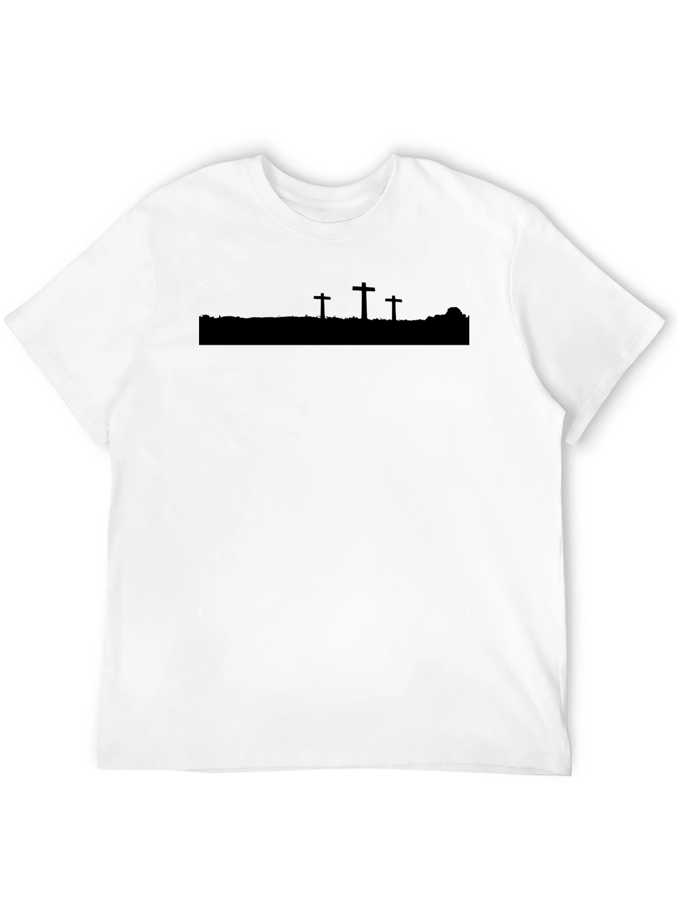 Mens Black Silhouette Cross Graphic T-Shirt