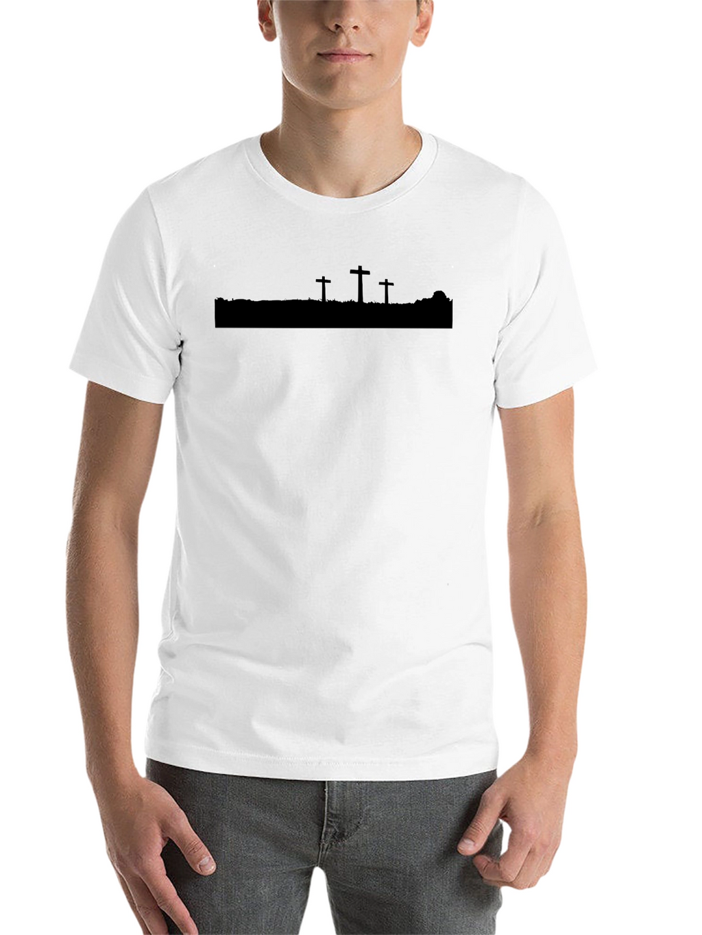 Mens Black Silhouette Cross Graphic T-Shirt