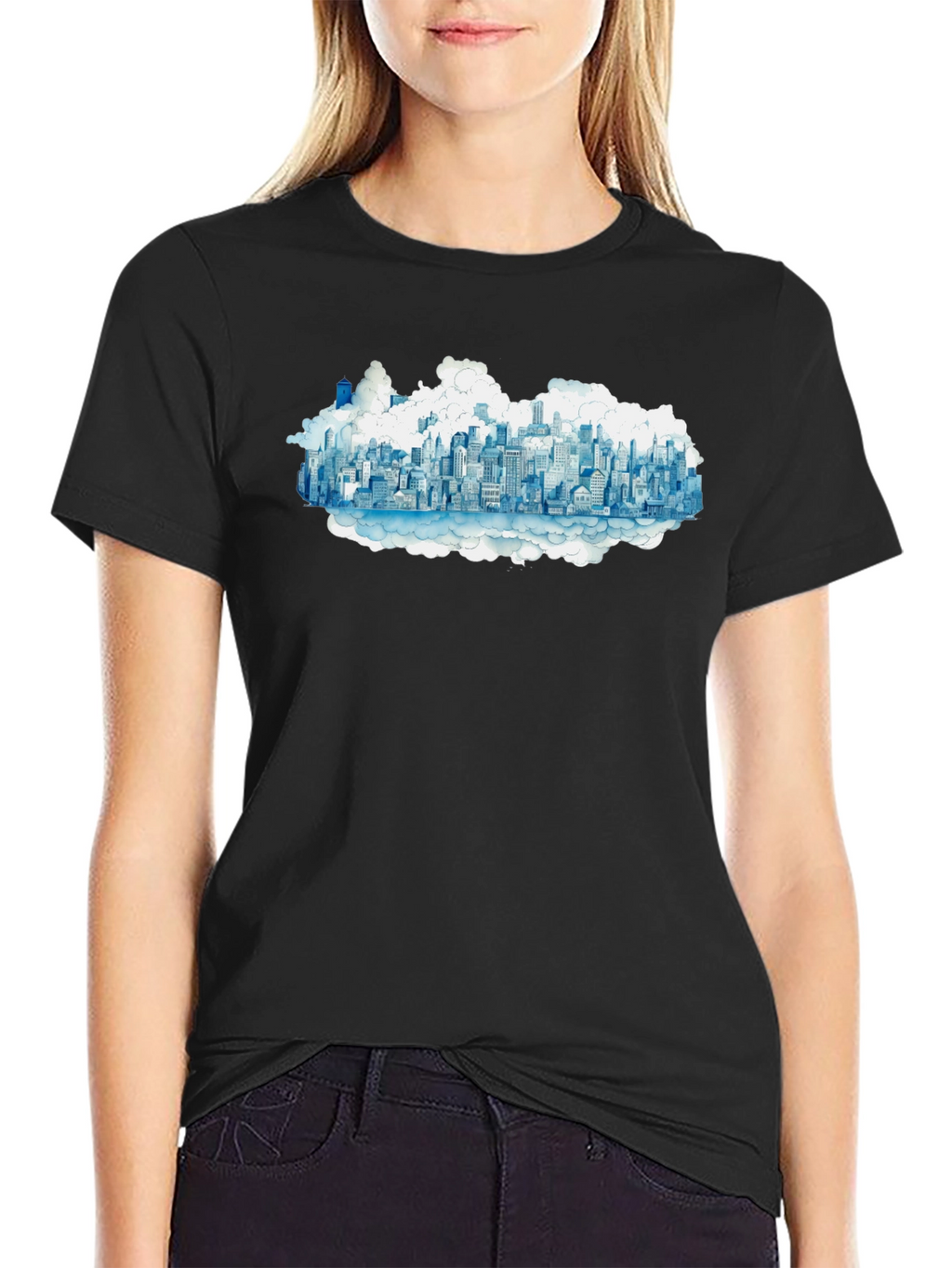 Cityscape Cloud Tee - Urban Dreamscape T-Shirt