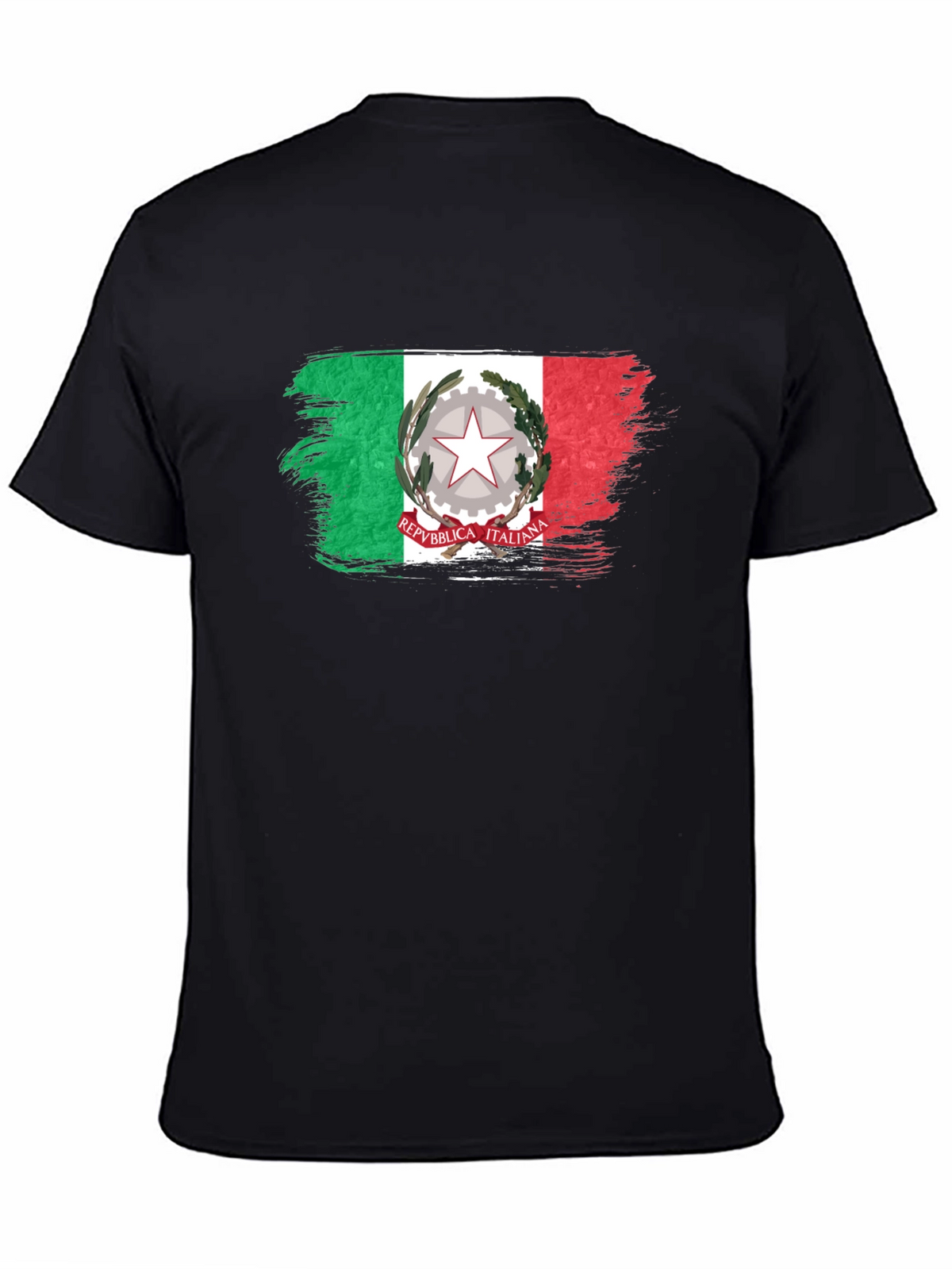 Italian Flag Brushstroke Black T-Shirt