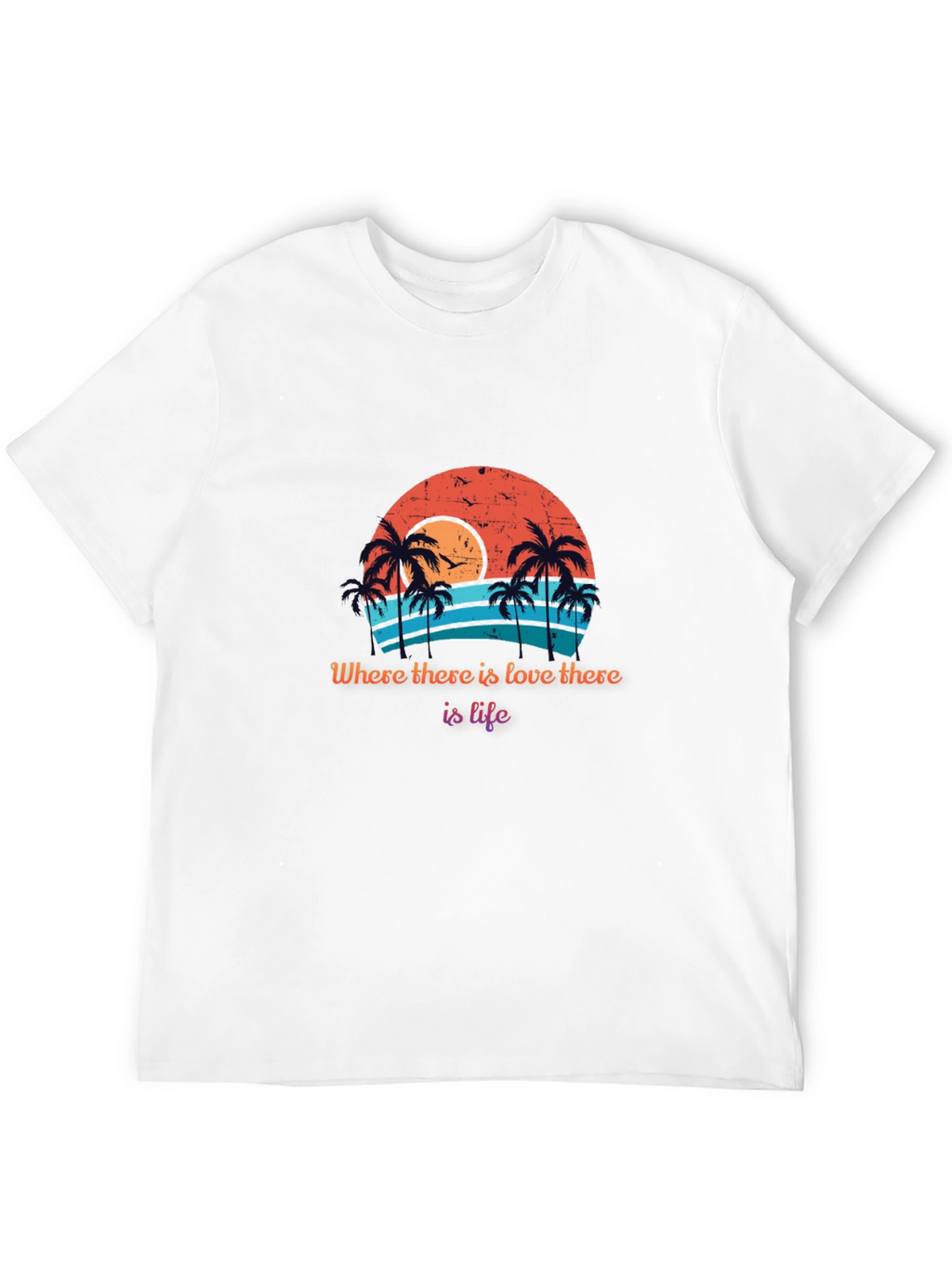 Retro Sunset Palm Tree T-Shirt - Love is Life