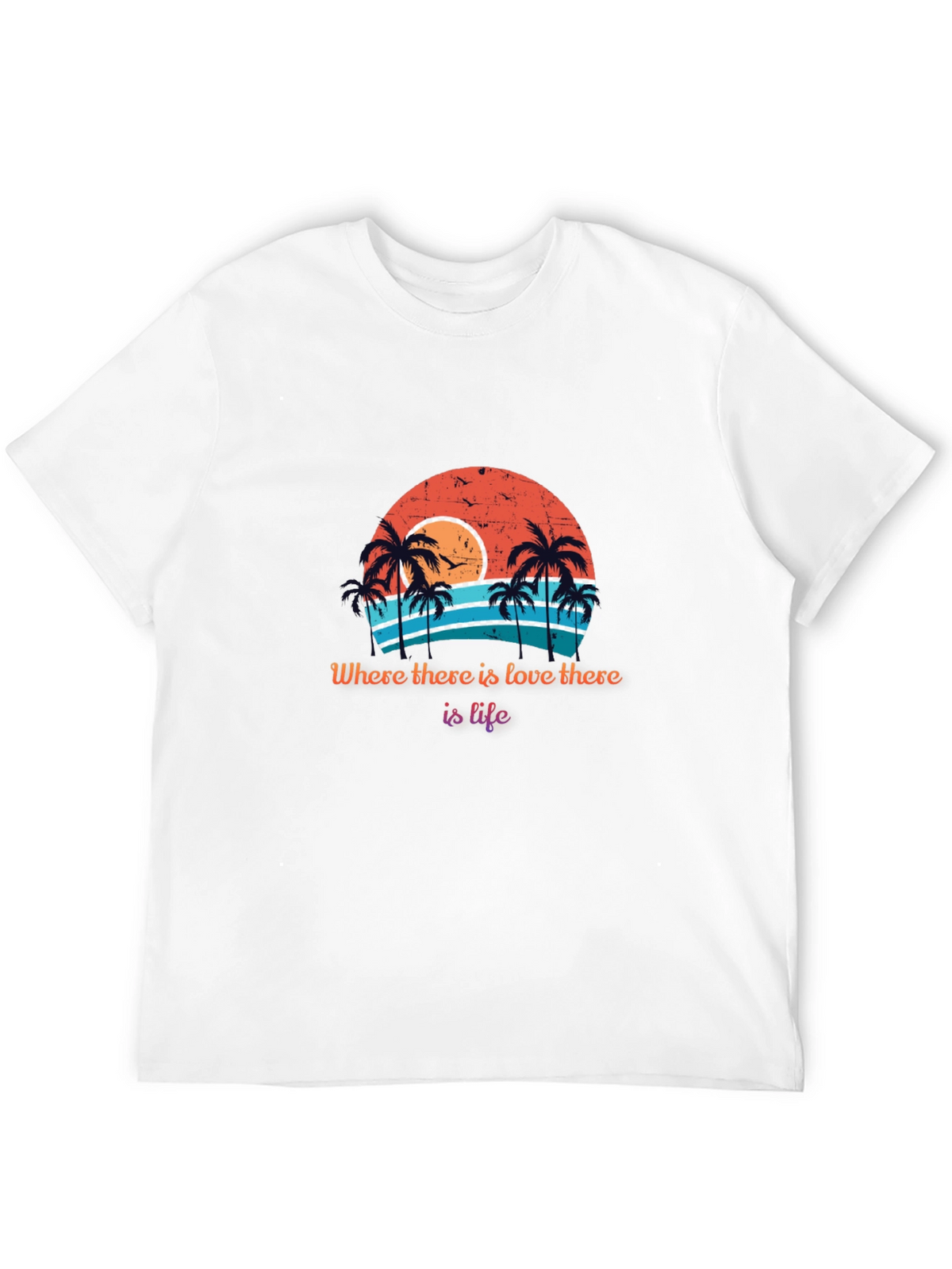 Retro Sunset Palm Tree T-Shirt - Love is Life