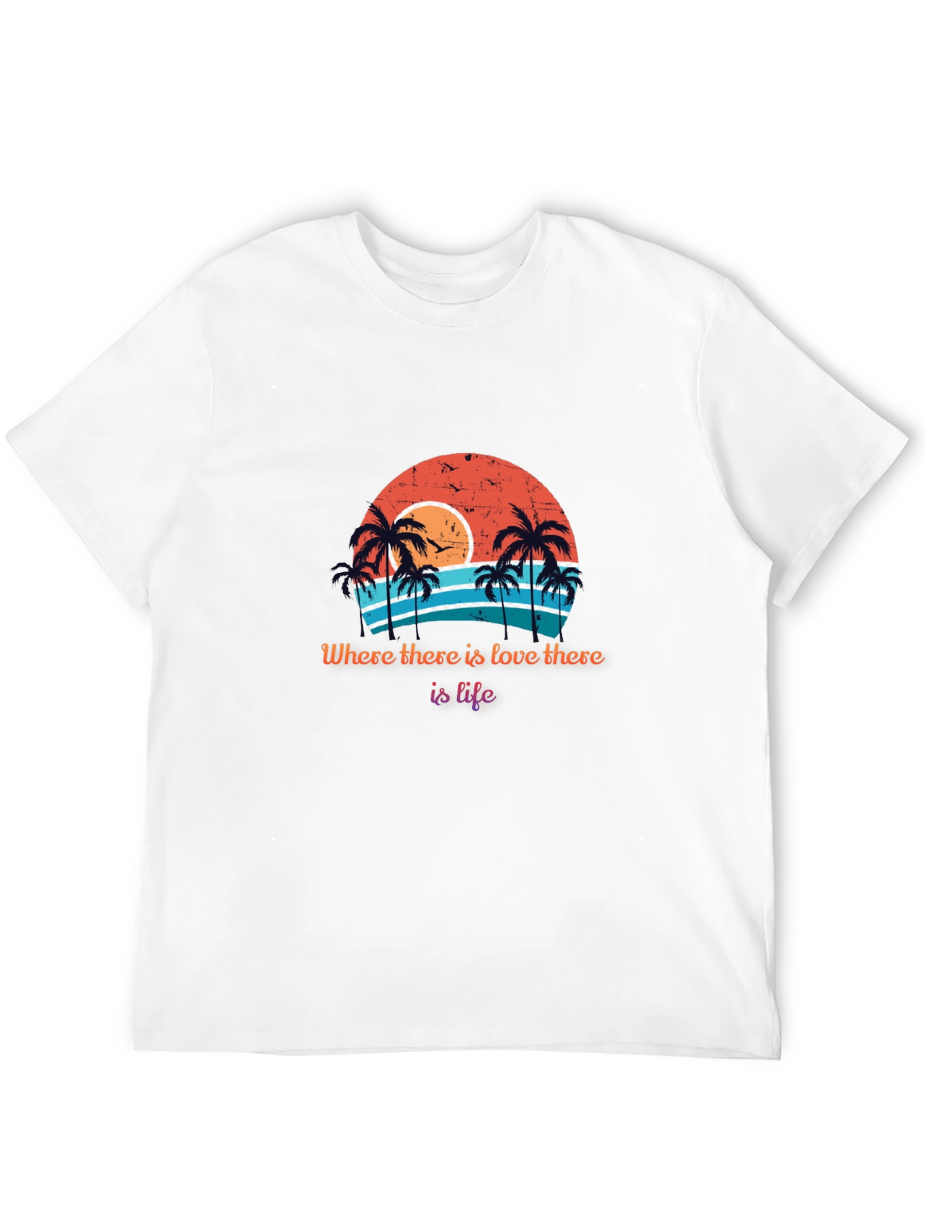 Retro Sunset Palm Tree T-Shirt - Love is Life