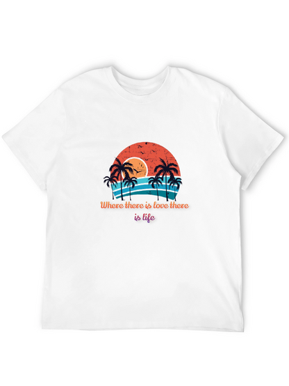 Retro Sunset Palm Tree T-Shirt - Love is Life