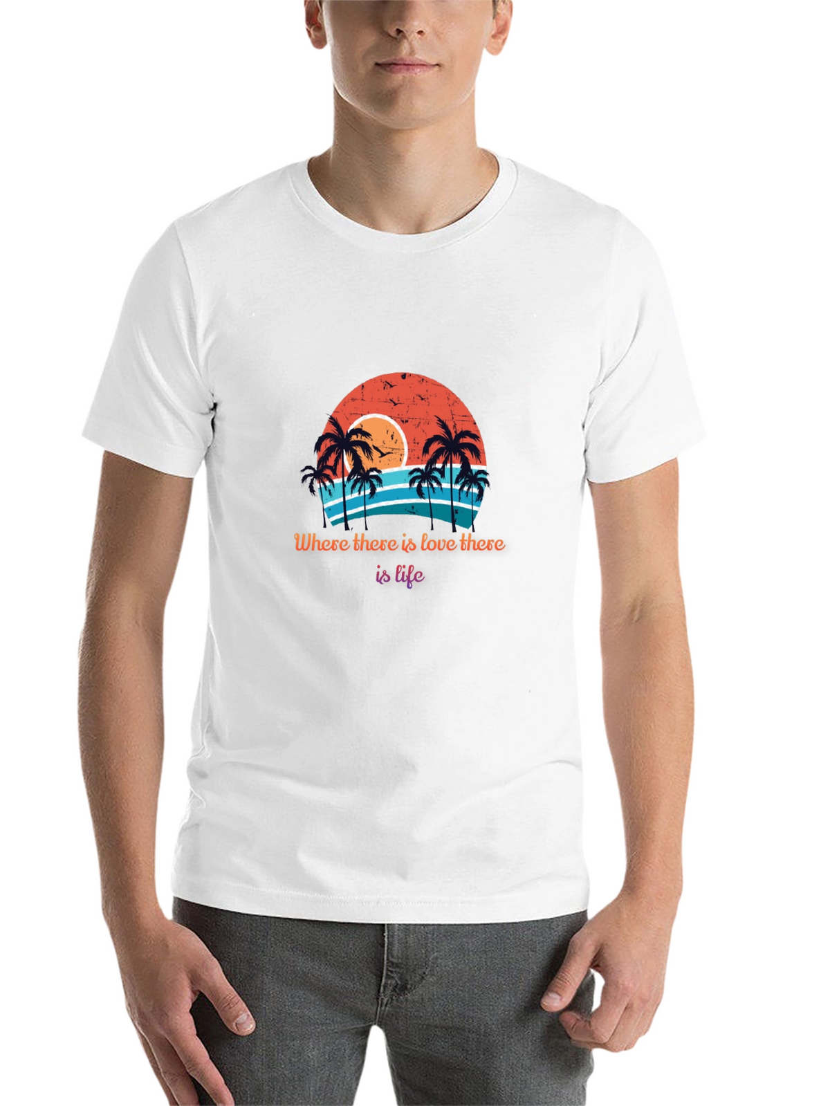 Retro Sunset Palm Tree T-Shirt - Love is Life