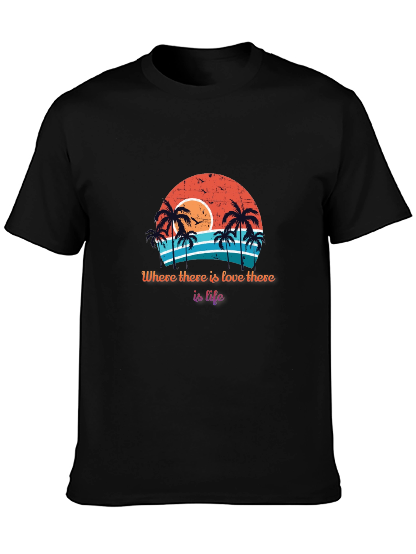 Retro Sunset Palm Tree T-Shirt - Love is Life