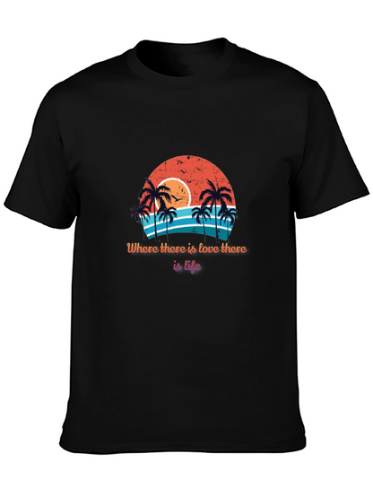 Retro Sunset Palm Tree T-Shirt - Love is Life
