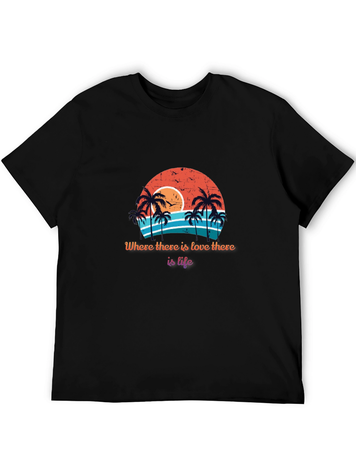 Retro Sunset Palm Tree T-Shirt - Love is Life